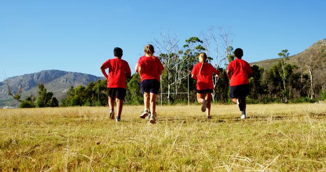 Group of Kids Running Together on a Nature Trail - Download Free Stock Images Pikwizard.com