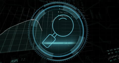 Digital Magnifying Glass in Futuristic Data Interface