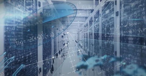 Complex Mathematical Equations Over Modern Data Center - Download Free Stock Images Pikwizard.com