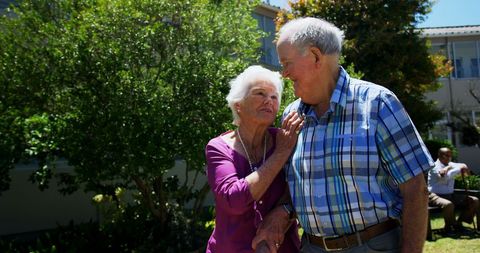 Elderly Couple Enjoying Sunny Day at Nursing Home Garden - Download Free Stock Images Pikwizard.com