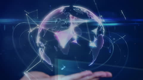 Digital Network Plexus Forming Globe Over Cupped Hands