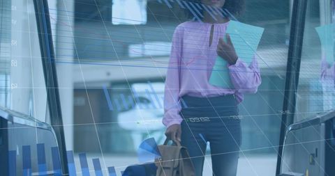 Digital Businesswoman with Global Financial Data Concept Overlay