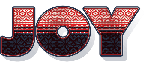 Christmas joy text with traditional pattern
