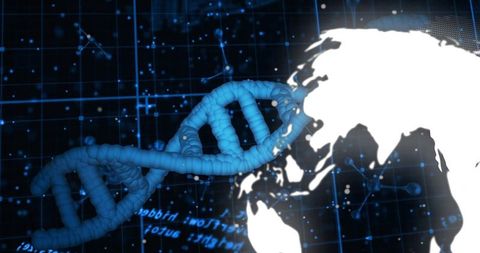 Dna helix connecting global data network for biotech research and digital health