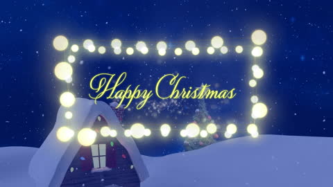 Magical Christmas Greeting with Lights and Snowy Scene