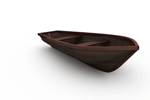 Realistic wooden boat illustration on transparent background