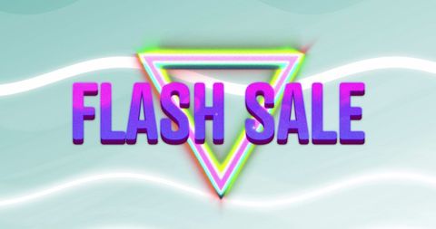 Colorful flash sale banner with neon triangle design