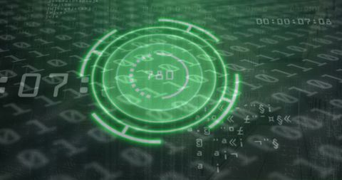 Futuristic Digital Interface with Neon Scope and Binary Code - Download Free Stock Images Pikwizard.com