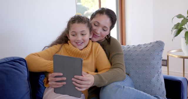 Mother and Daughter Bonding at Home with Digital Tablet - Download Free Stock Images Pikwizard.com