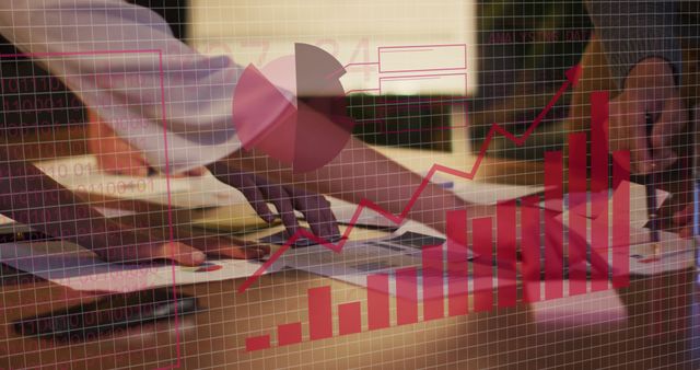 Business Team Analyzing Financial Data with Graphs Overlaid - Download Free Stock Images Pikwizard.com