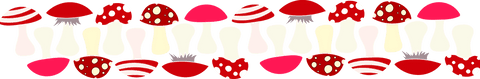 Transparent pattern of red mushrooms for creative design