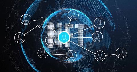 Abstract Virtual Network with Stylized Globe and Connectivity Icons