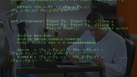 Engineer Analyzes Technology Data with Progamming Overlay