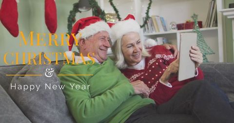 Elderly Couple Enjoying Christmas Celebration at Home