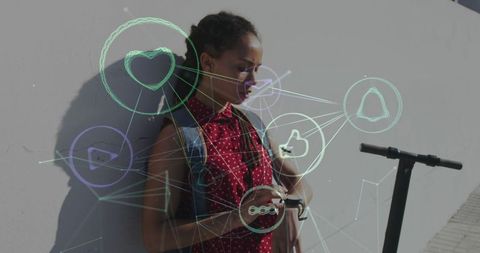 Young African American Woman Engaged with Smart Technology