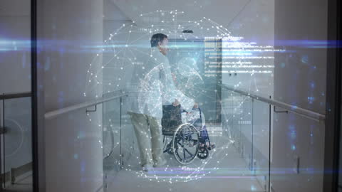 Doctor and Patient Concept with Digital Data Interface Overlay