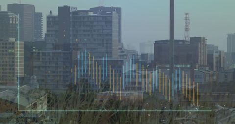 Financial Data Visualization Against Metropolitan Skyline - Download Free Stock Images Pikwizard.com