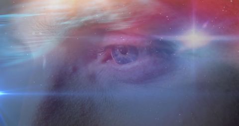 Human eye blending with cosmic universe effect