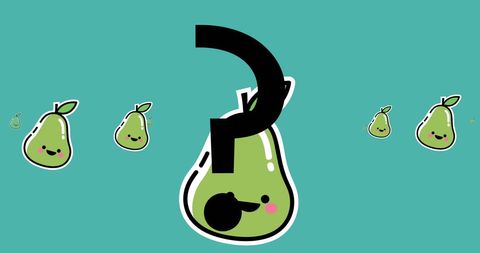 Cute Pear Icons with Question Mark on Green Background - Download Free Stock Images Pikwizard.com