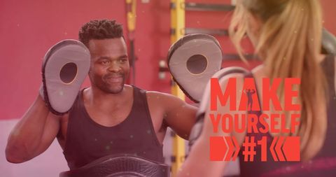 Focused Athletic Training with Motivational Quote in Gym