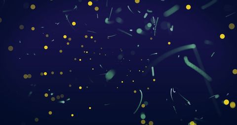 Glowing Yellow Lights on Digital Waves in Dark Blue Backdrop