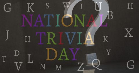 Celebrating National Trivia Day with Colorful Text and Question Mark - Download Free Stock Images Pikwizard.com