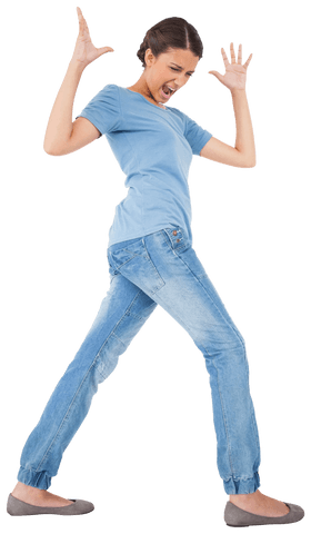Furious Woman Screaming on Transparent Background