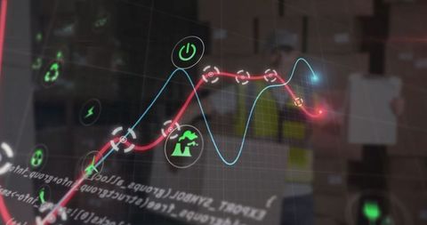 Global delivery data analysis concept with carbon footprint icons