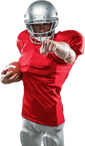 Dynamic Transparent Portrait of American Football Player in Red Jersey