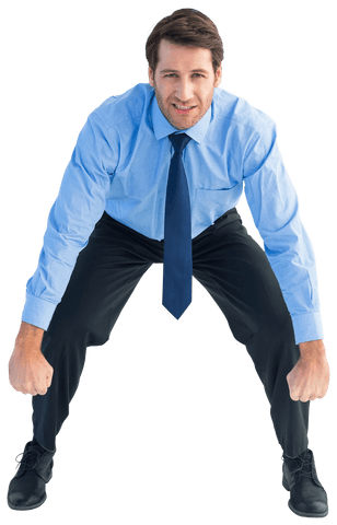 Transparent Focused Businessman Lifting Up Heavy Object
