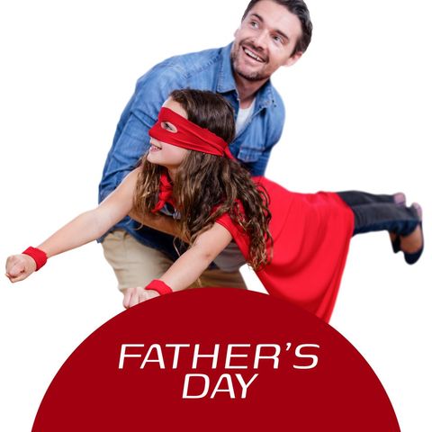 Father enthusiastically playing with daughter for father's day celebration