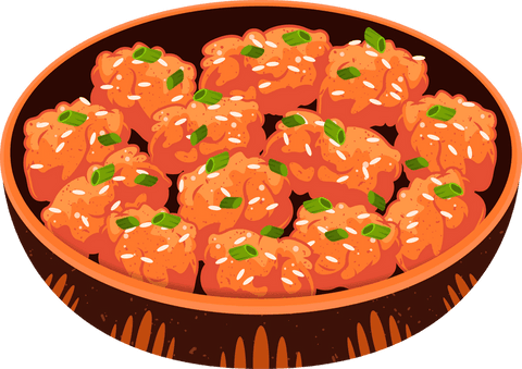 elegant bowl of orange rice balls garnished with green onions - Download Free Stock Videos Pikwizard.com