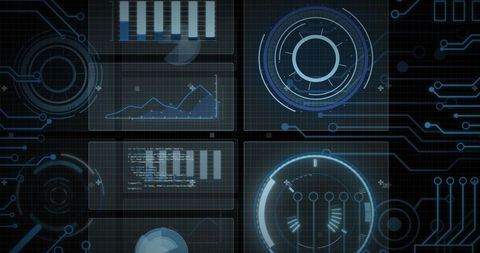 Futuristic Digital Interface with Graphs and Scanning - Download Free Stock Images Pikwizard.com