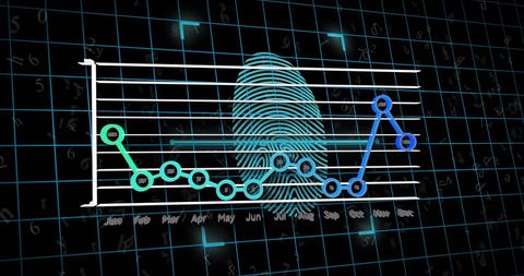 Futuristic data processing with fingerprint scan overlay