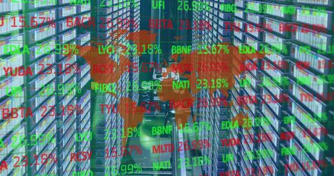 global financial data projection on server network - Download Free Stock Images Pikwizard.com