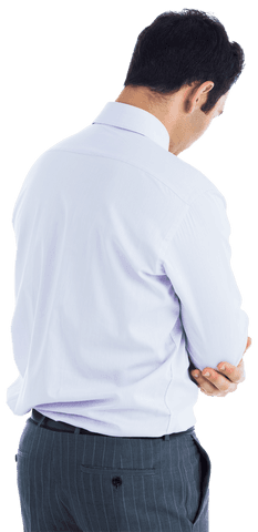 Isolated Thoughtful Businessman on Transparent Background