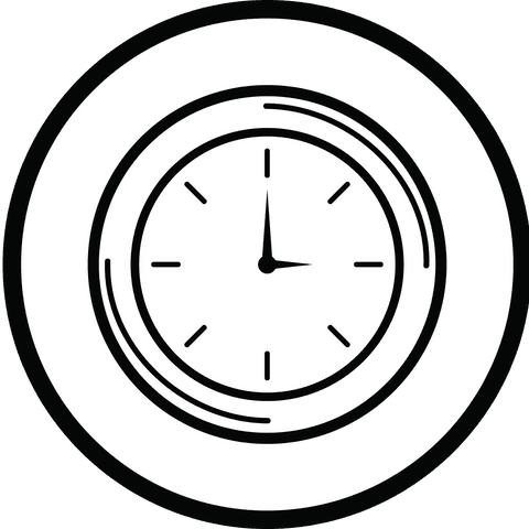 Minimalist Clock Inside Circular Frame on Transparent Background