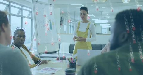 Creative Businesswoman Leading Innovative Meeting in Modern Office Space