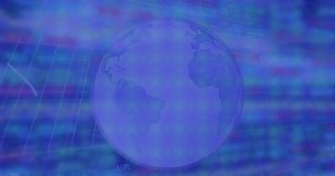 Globe overlapping financial data and digital elements