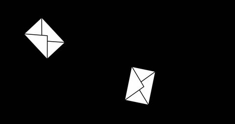 White envelopes on black background symbolizing communication