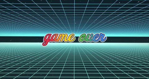 Retro gaming 'game over' text in virtual grid