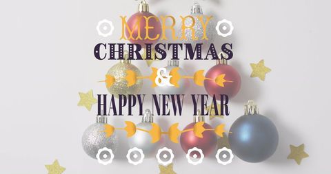 Christmas and New Year Holiday Greeting with Ornaments