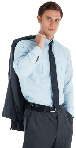 Transparent Background Businessman Holding Jacket Relaxed Style