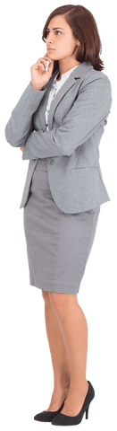 Businesswoman in Thought on Transparent Background, Office Fashion