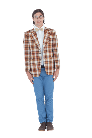 Geeky Hipster in Colorful Attire with Transparent Background