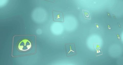 Floating Eco Symbols Futuristic Sustainable Concept