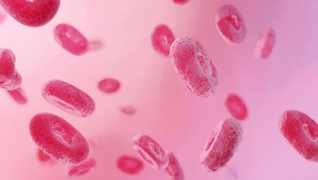 Red blood cells in flowing stream with detailed texture