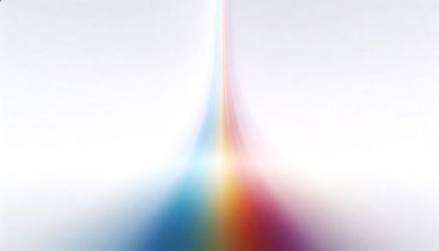 Rising Vertical Rainbow Light Stream on Minimal Pale Gradient Background, Luminous Blur