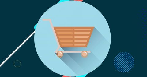 retro shopping cart icon on blue background for e-commerce design - Download Free Stock Images Pikwizard.com