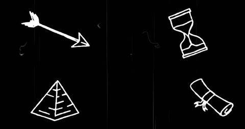 Abstract educational symbols on black digital background